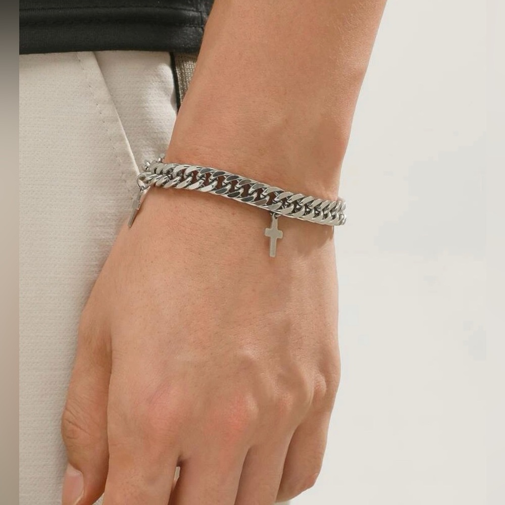 Men Cross Charm Bracelet